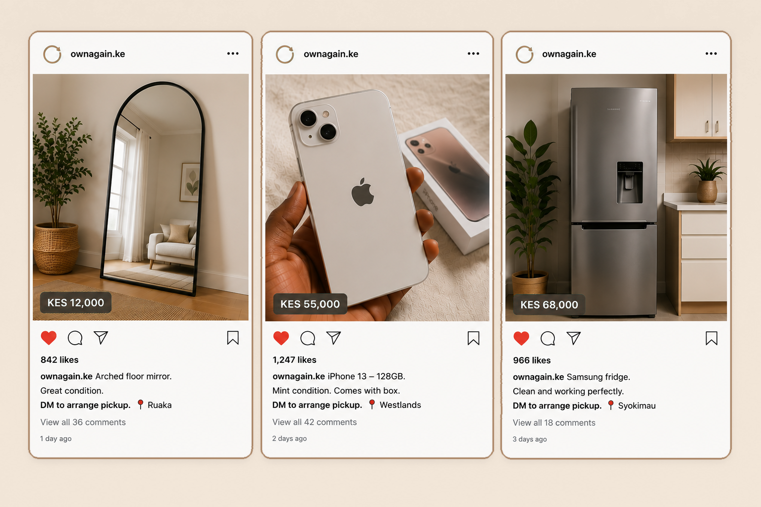 Own Again listings on Instagram